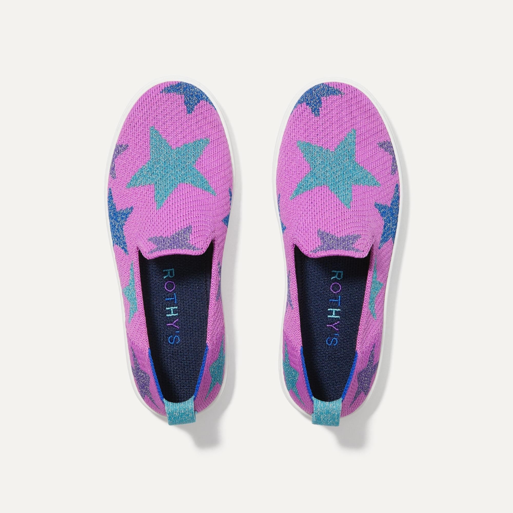 The Kids Sneaker in stellar purple shown from the top. 
