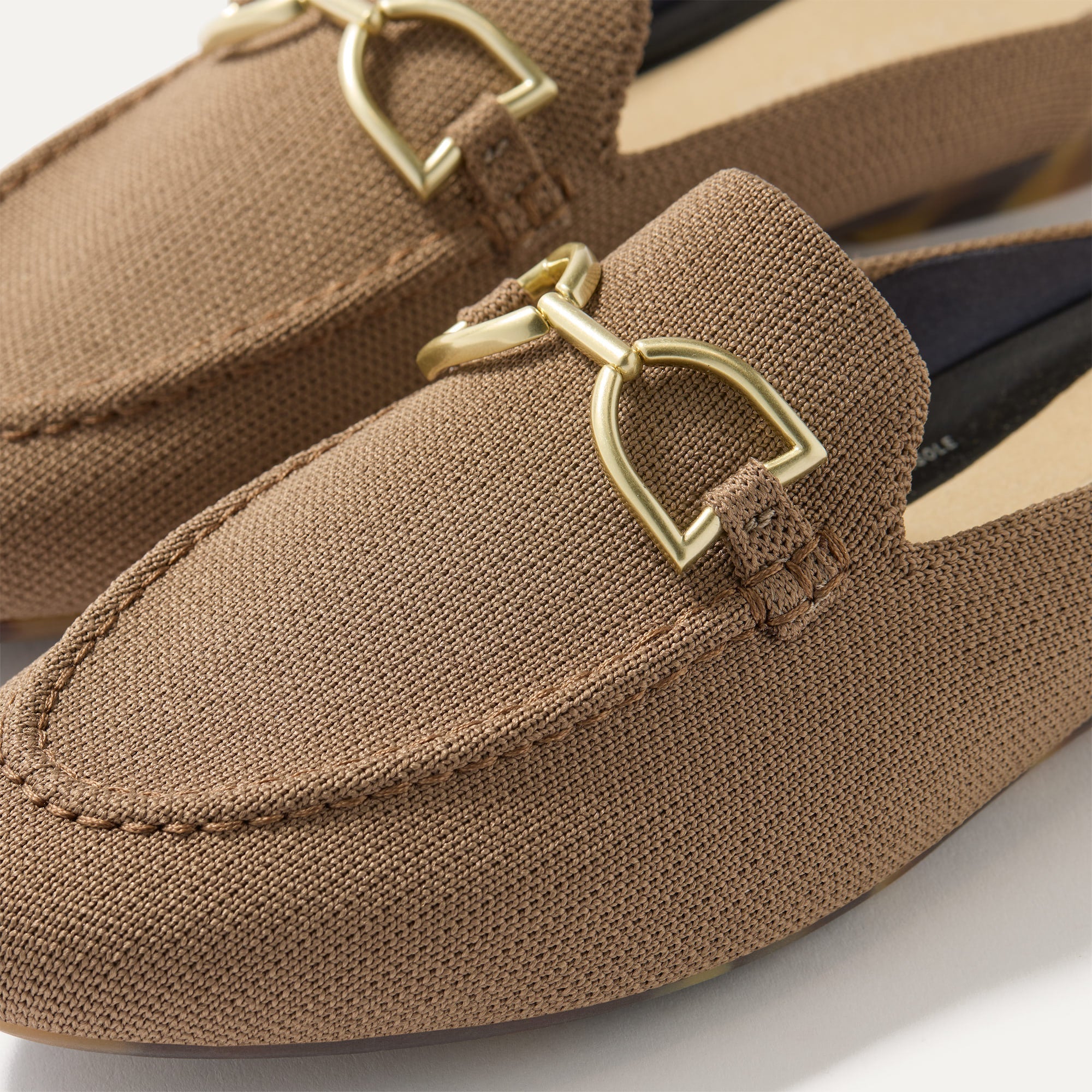 Close up of the toe and hardware of The Double Bit Loafer Mule in Portobello. 