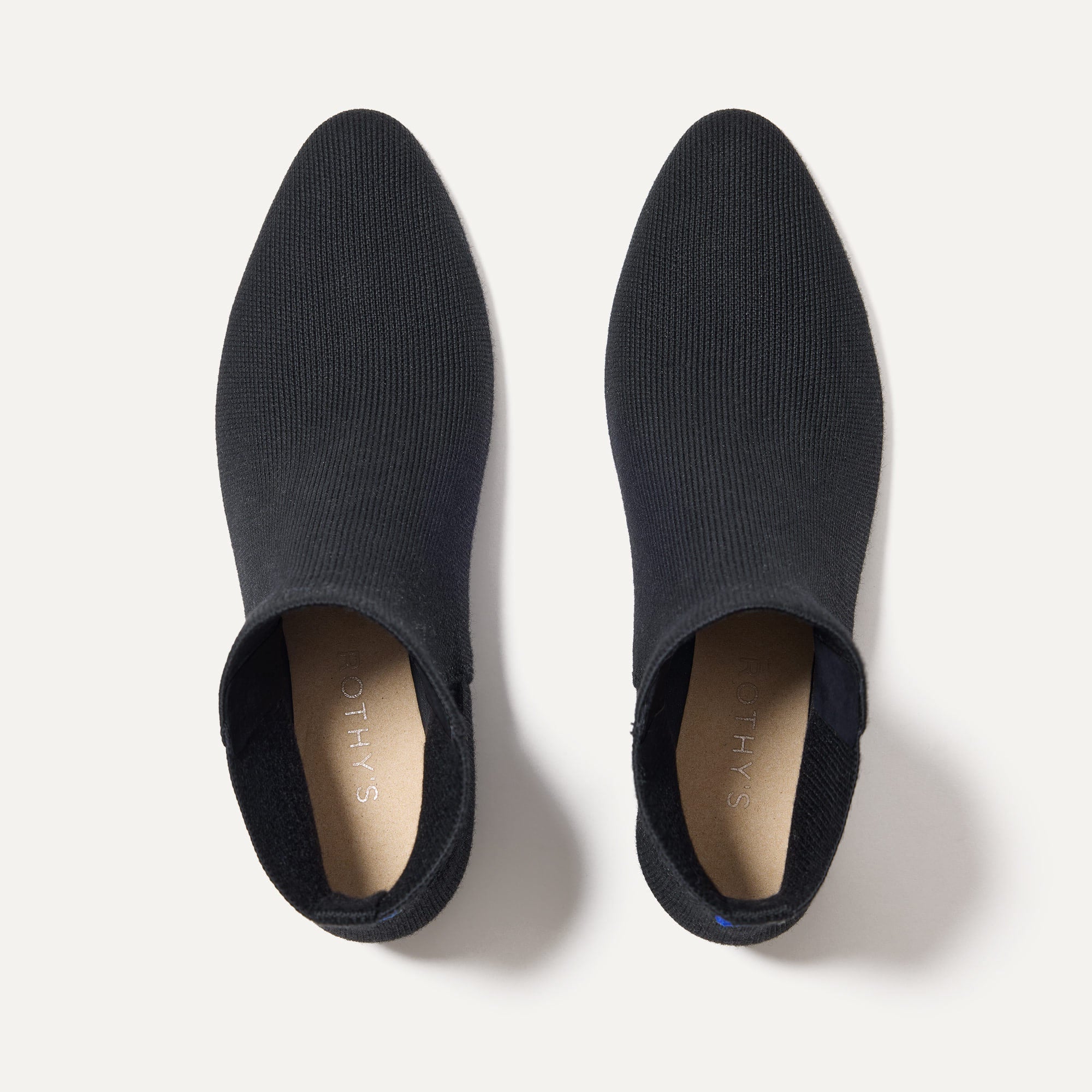 A pair of The Classic Boot in Black shown from the top. 