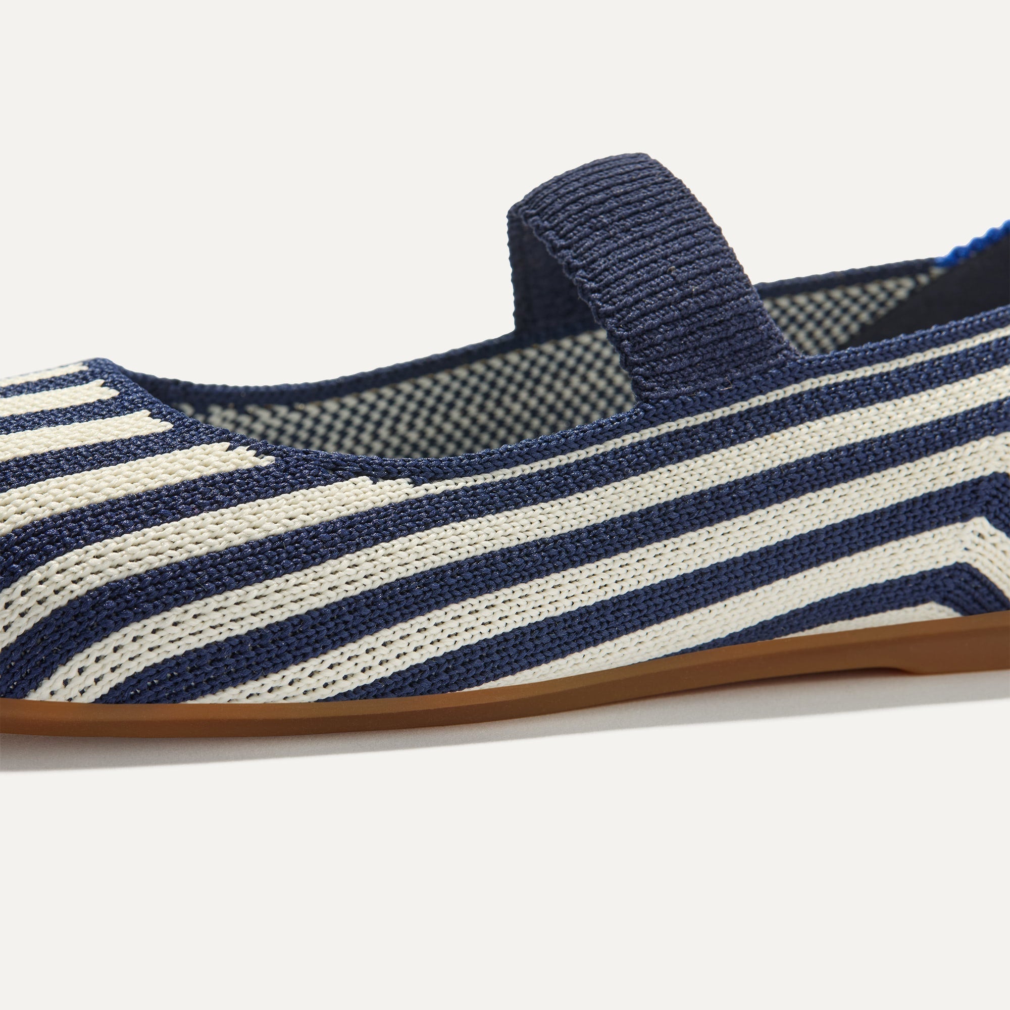 Close up of the toe and vamp of The Kids Mary Jane in Sailor Stripe.
