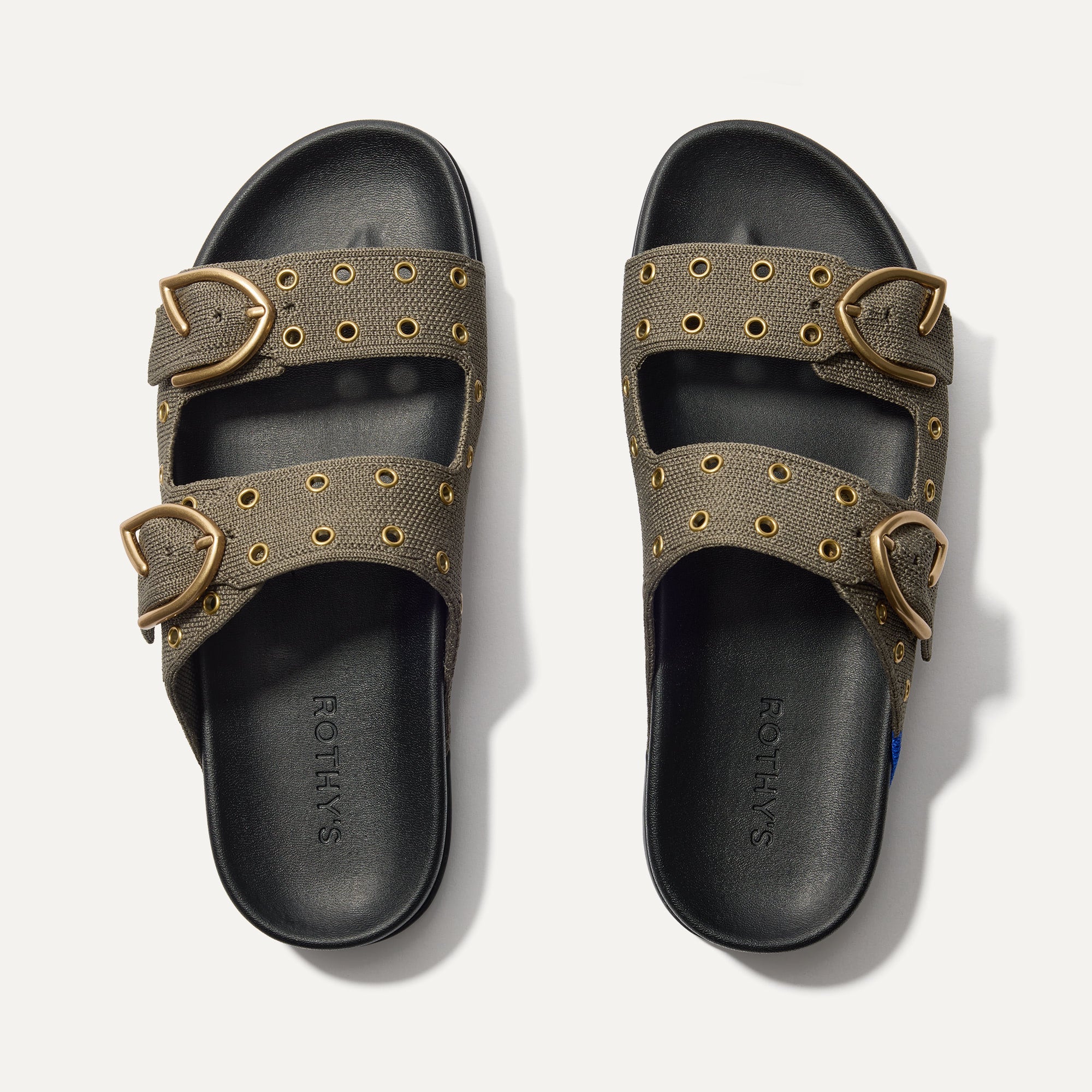 The Buckle Slide in Eyelet Safari shown from the top.