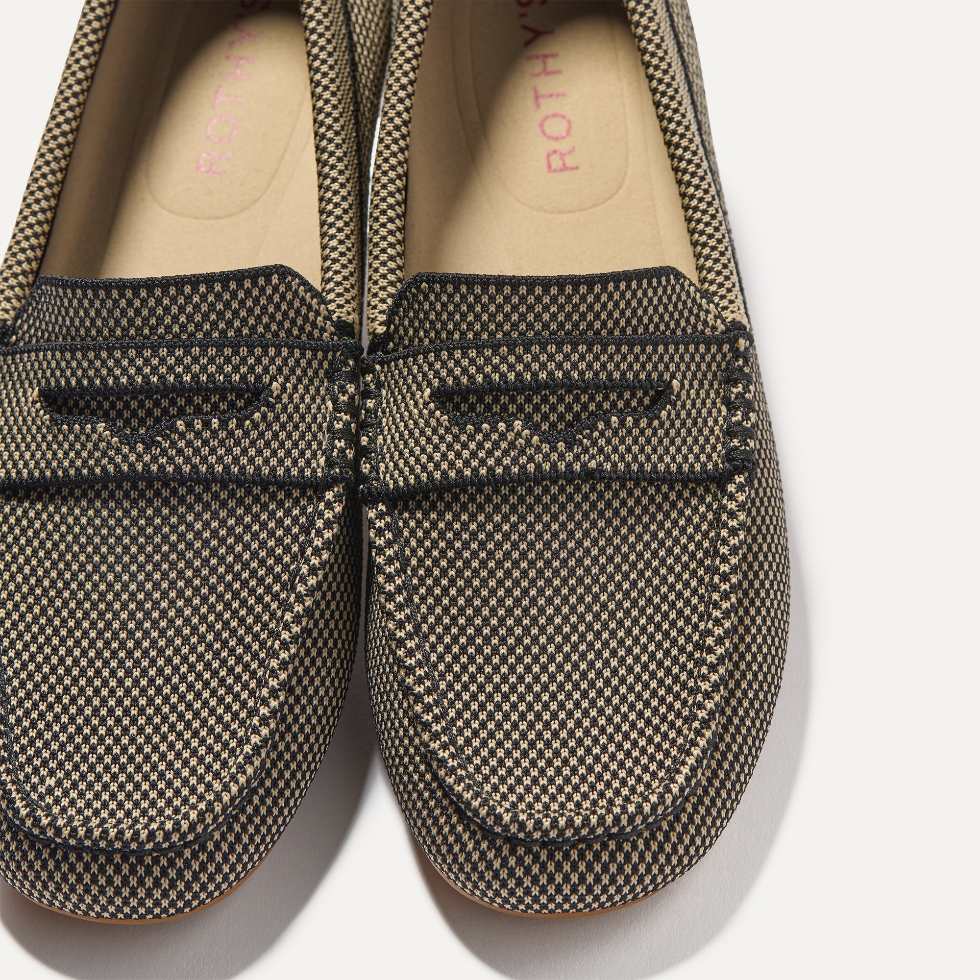 Close up of the toe and vamp of The Daily Driver in Classic Micro Check. 