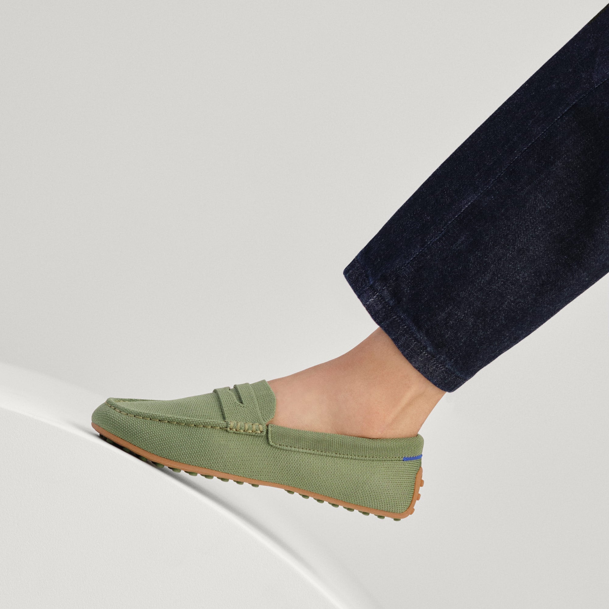 hover | Model wearing The Daily Driver in Sprout. 
