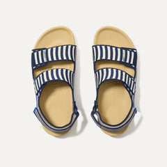 The Kids Double Strap Sandal in Sailor Stripes shown from the top.