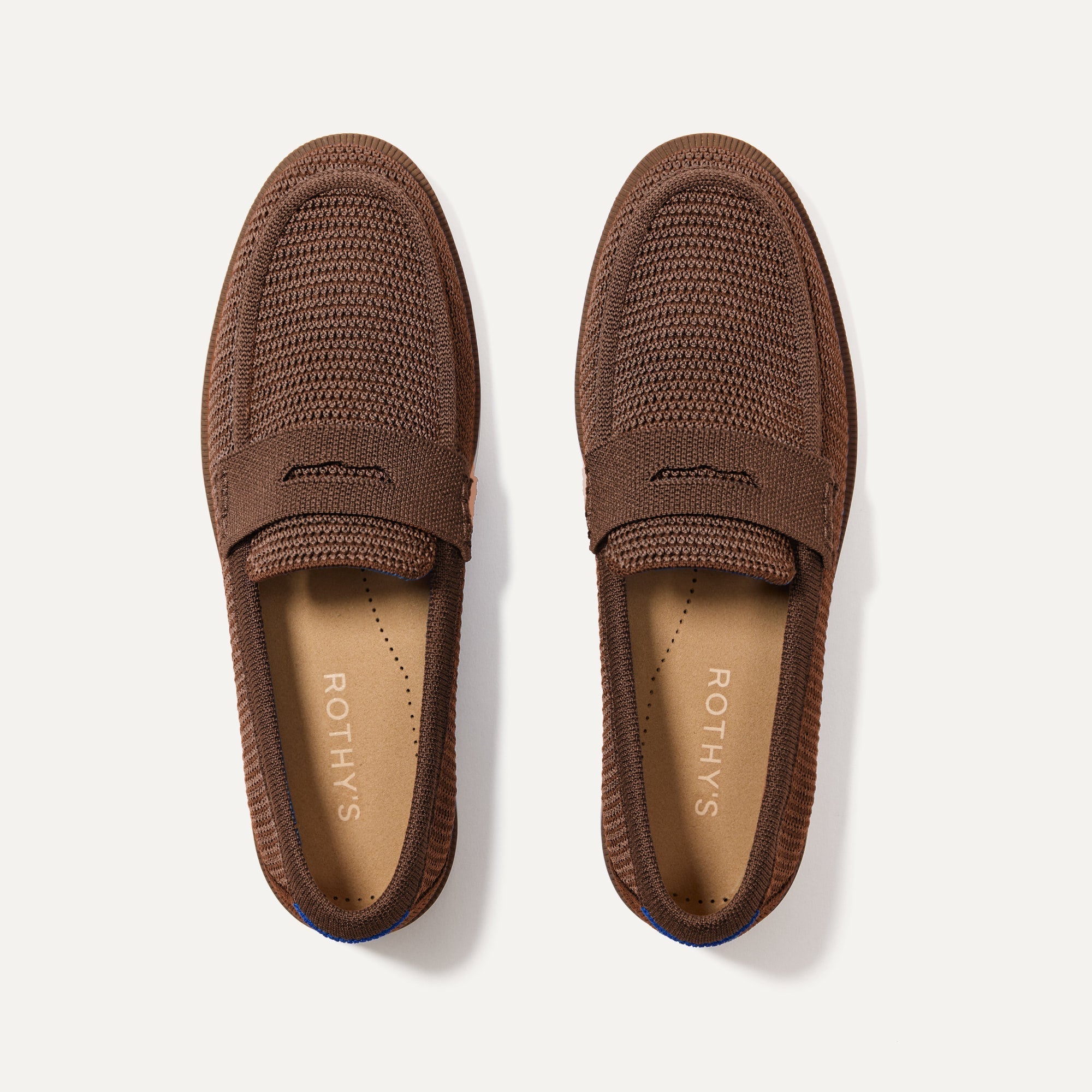The Penny Loafer in Cinnamon Raffia-Knit shown from the top.