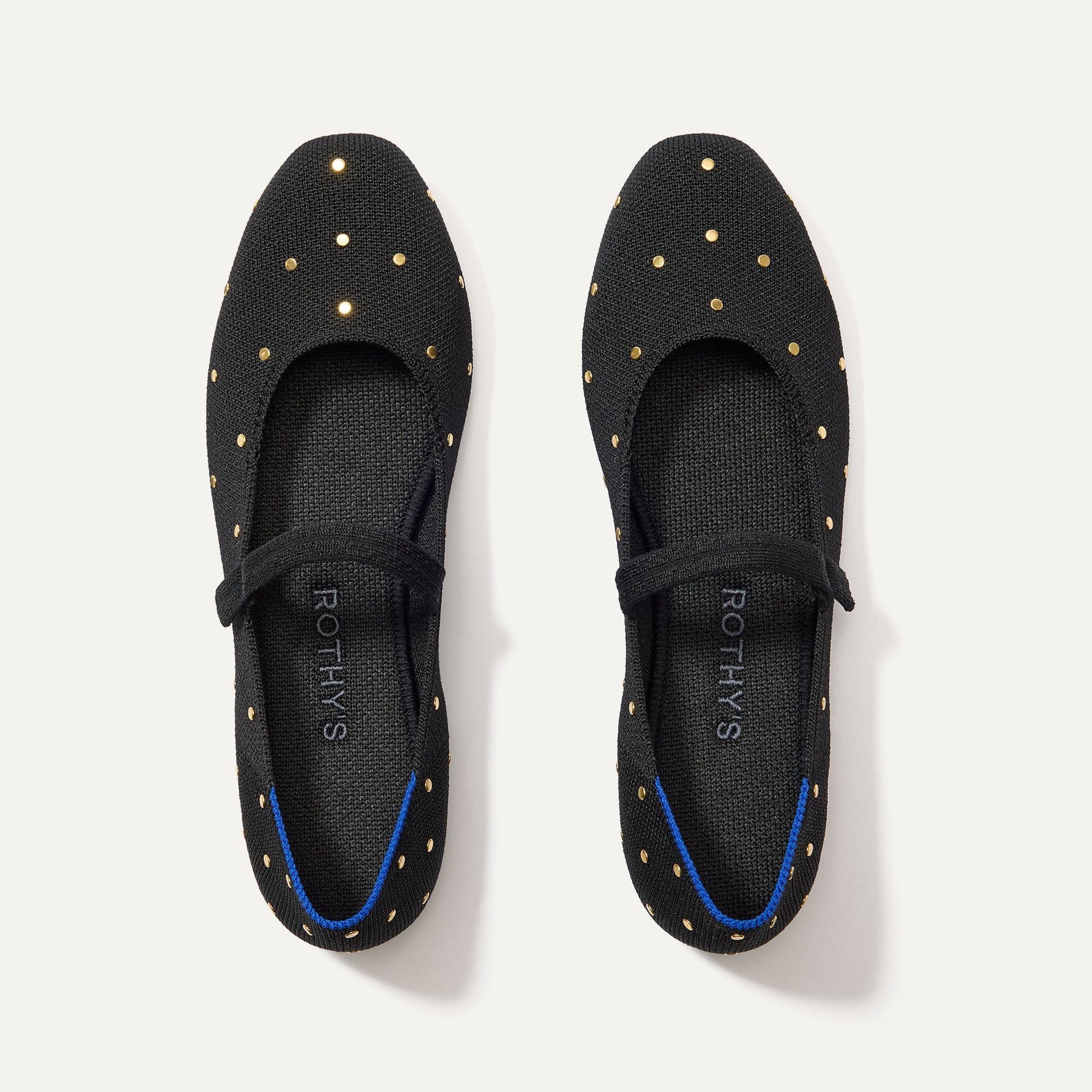 The Square Mary Jane in Studded Black shown from the top. 