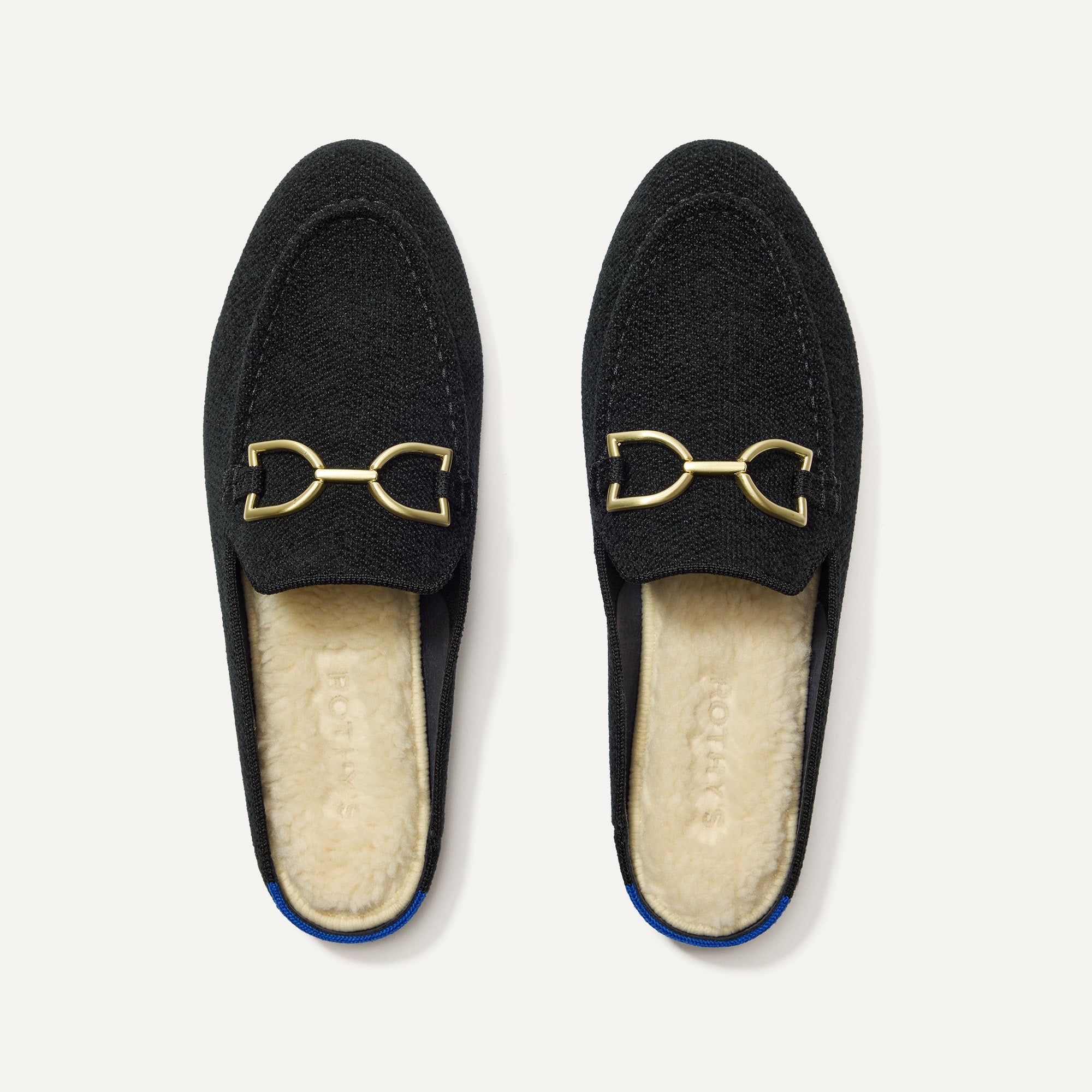 The Cozy Bit Loafer Mule in ReVelvet™ Black shown from the top.