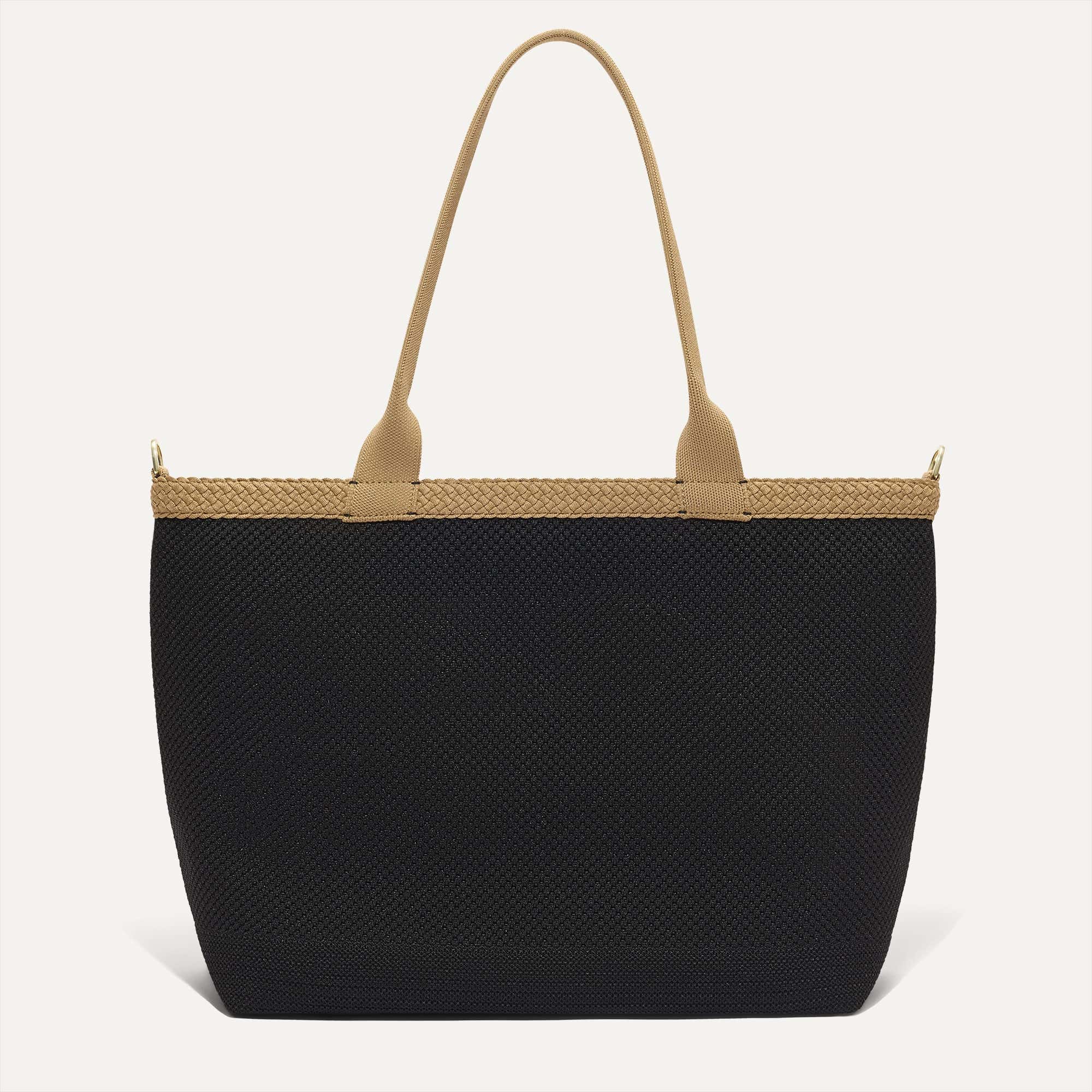 PDP |The Lightweight Zip Tote in Black Espresso Open-Knit shown from the front.