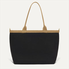 PDP |The Lightweight Zip Tote in Black Espresso Open-Knit shown from the front.