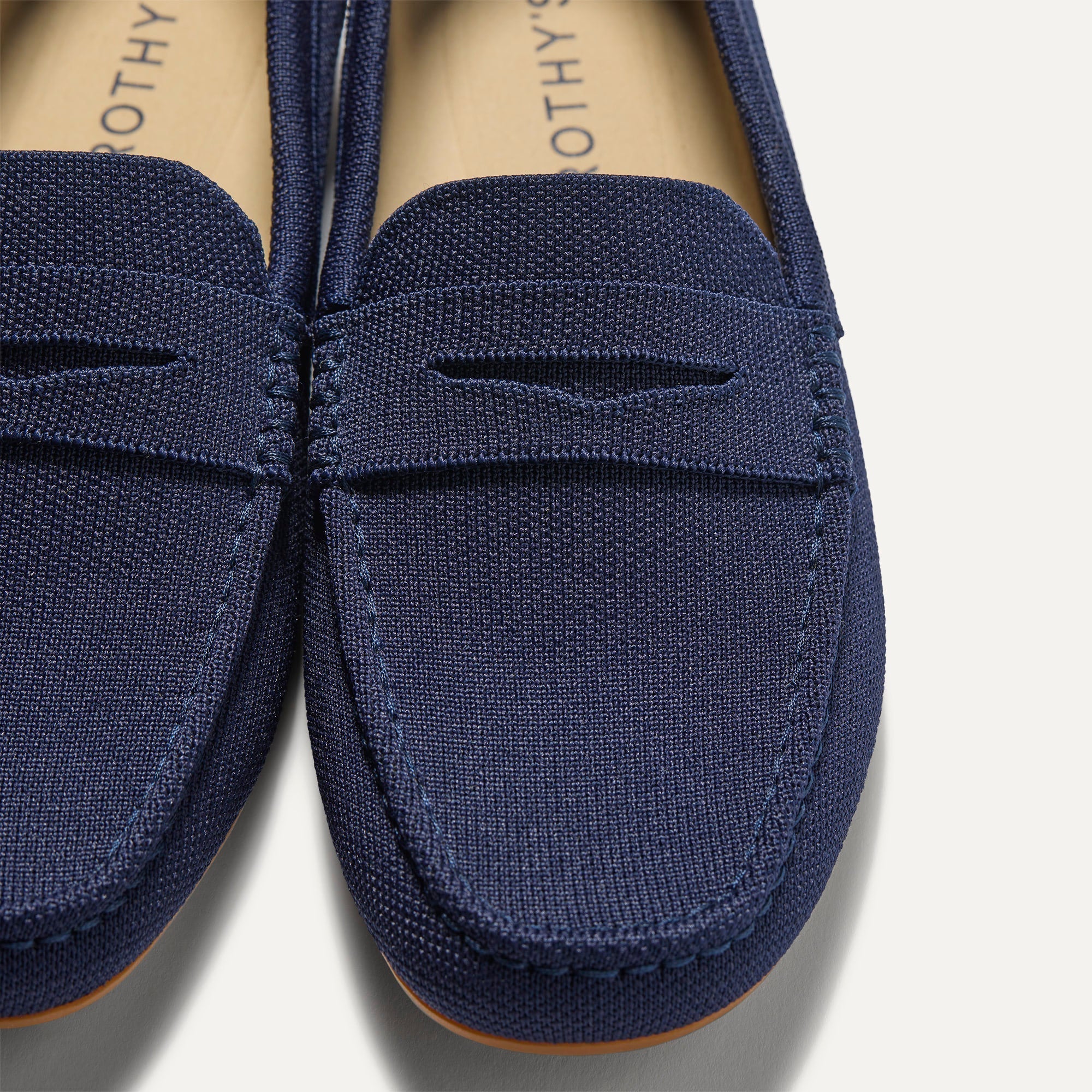 Close up of the toe and vamp of The Men's Daily Driver in Nautical Navy. 