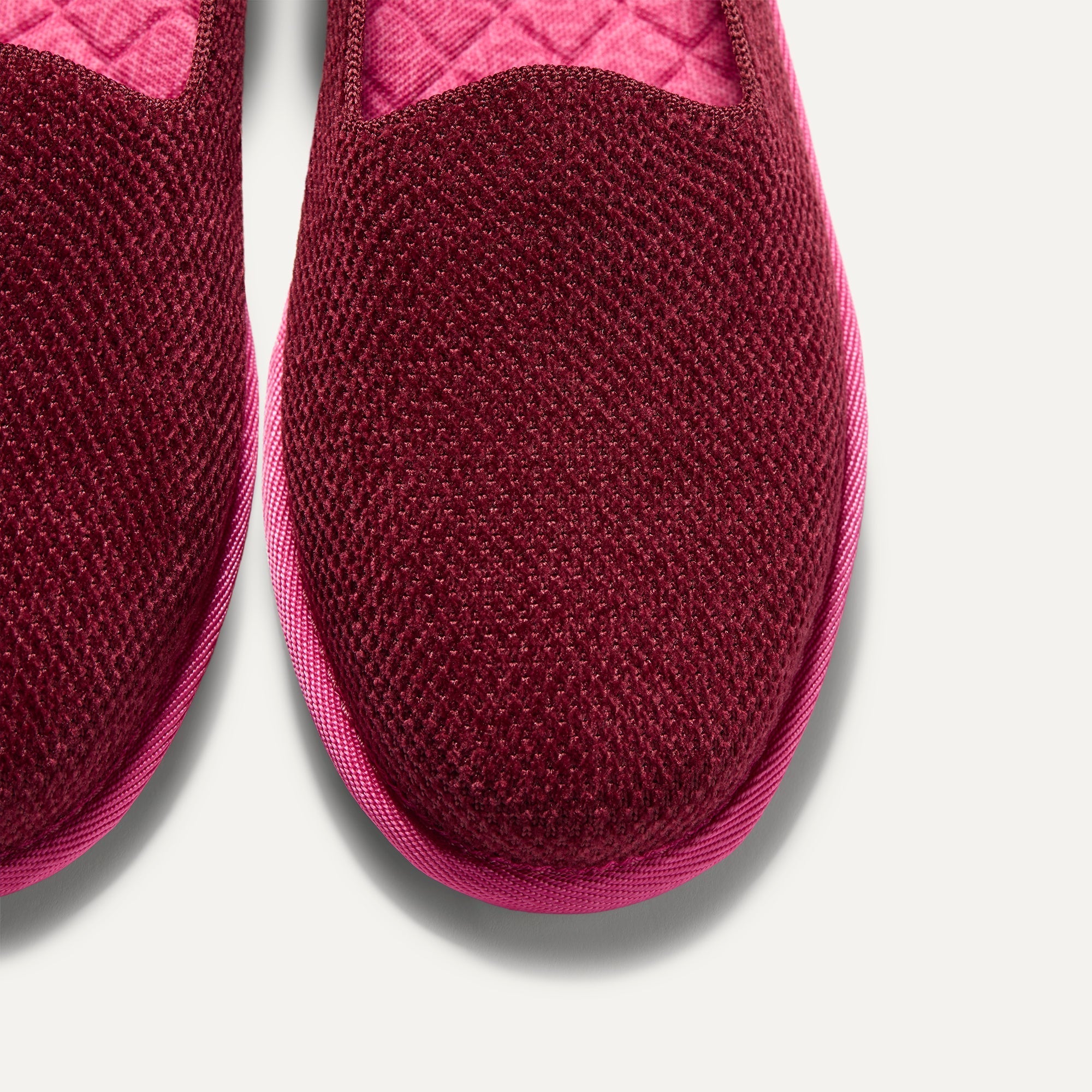 The toe and vamp of The Cruiser Loafer in ReVelvet™ Cabernet. 